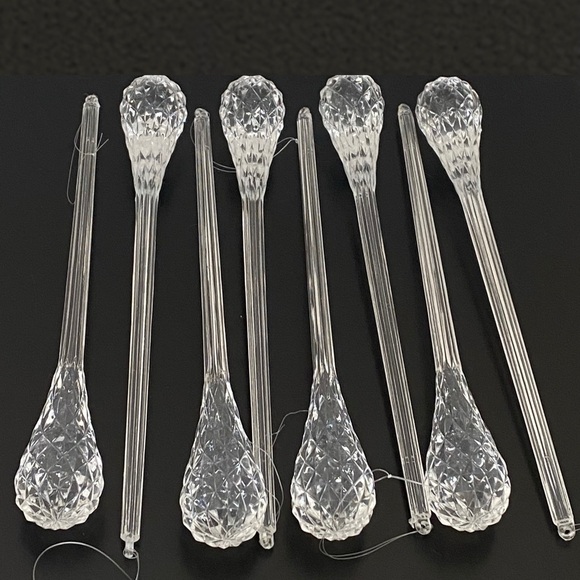 8pcs Vintage Clear Lucite Acrylic Teardrop 8” Christmas Tree Ornament - Picture 2 of 10